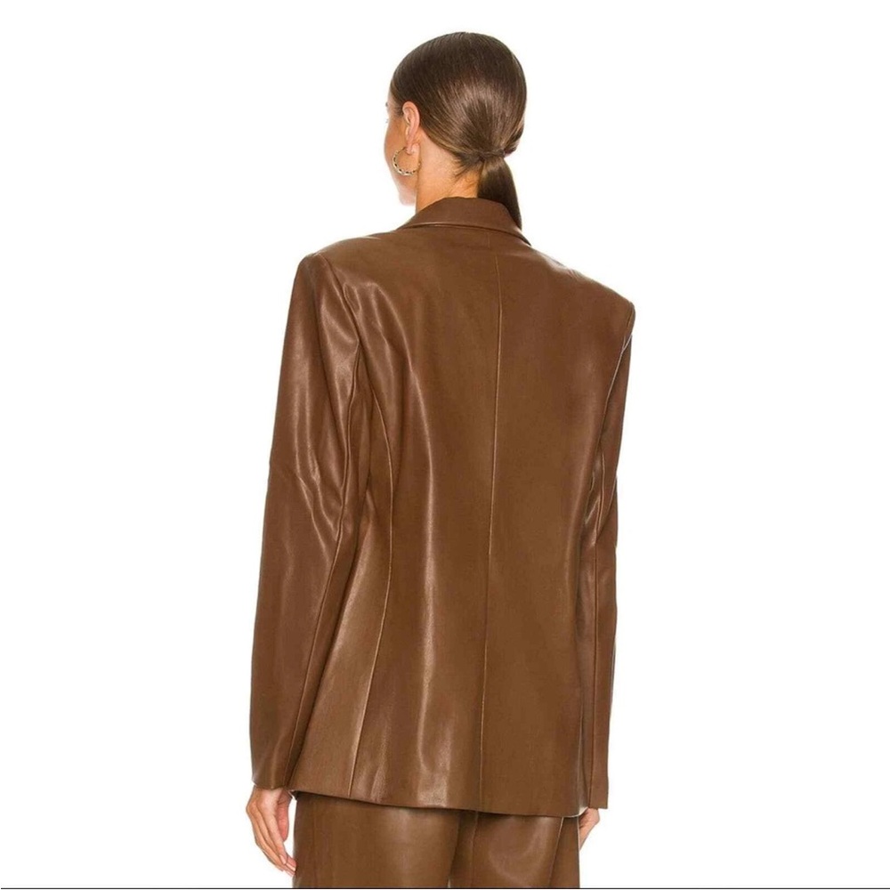 WeWoreWhat Chocolate Brown Faux Leather Blazer size large - Picture 4 of 8